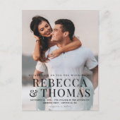 Moderne Foto-Overlay-Hochzeit Einladungspostkarte (Vorderseite)