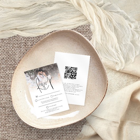 Moderne Foto Overlay QR Code Hochzeitweise RSVP-Ka Einladung