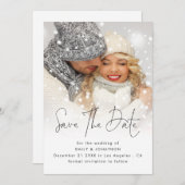 Moderne Foto Overlay QR Code Winterhochzeit Save The Date (Vorne/Hinten)