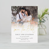 Moderne Foto Overlay Real Foil Save the Date Karte (Stehend vorne)