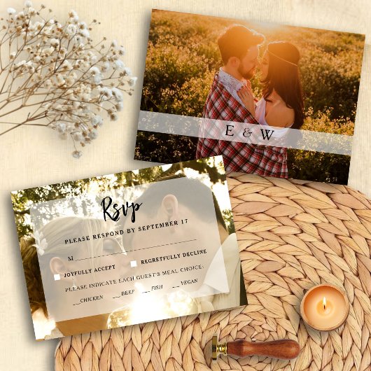 Moderne Foto Overlay-RSVP-Karte RSVP Karte