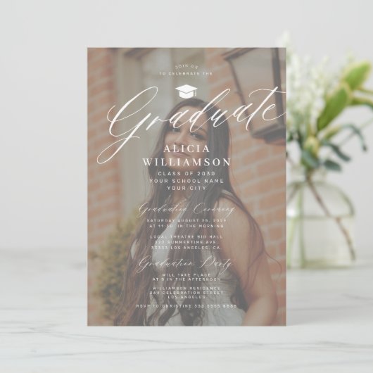 Moderne Foto-Overlay-Skriptabschlusspartei Einladung (Stehend Vorderseite)