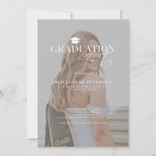 Moderne Foto-Overlay-Skriptabschlusspartei Einladung (Vorderseite)