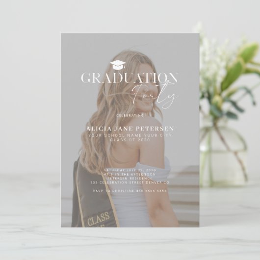 Moderne Foto-Overlay-Skriptabschlusspartei Einladung (Stehend Vorderseite)
