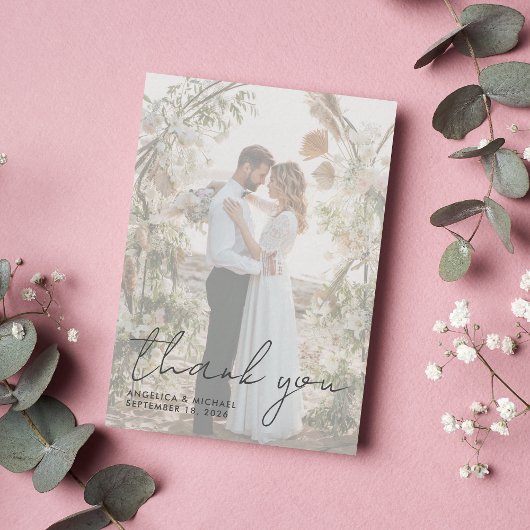 Moderne Foto Overlay-Skripterfassung Vielen Dank Mitteilungskarte