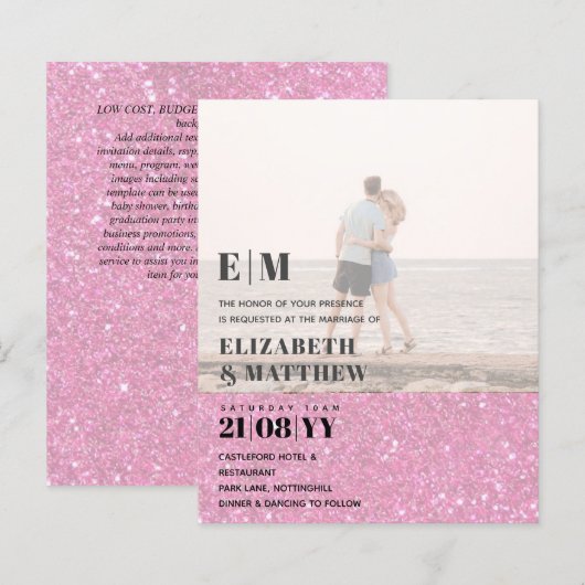Moderne Foto Overlay Text Wedding laden Elegant ei (Vorne/Hinten)