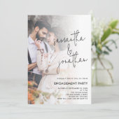 Moderne Foto Overlay-Verlobung Einladung (Stehend Vorderseite)