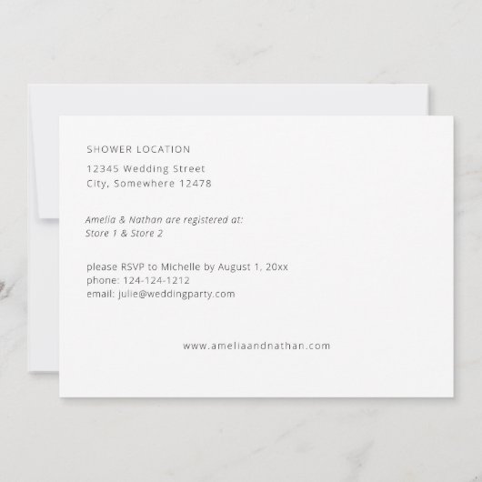 Moderne Foto Paare Dusche Einladung (Rückseite)