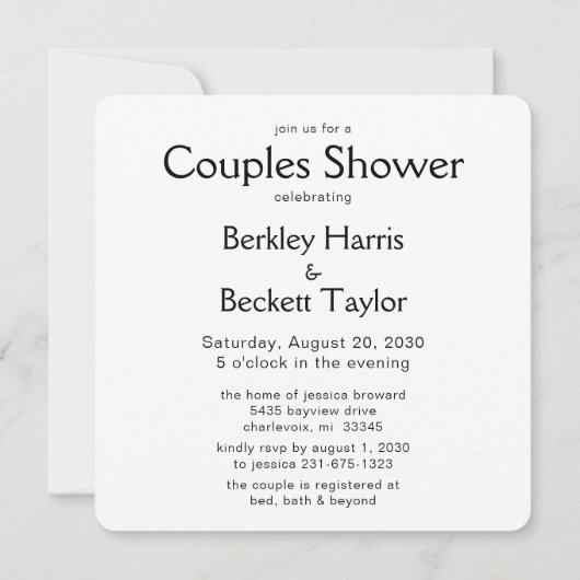 Moderne Foto Paare Dusche Einladung (Rückseite)