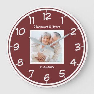Moderne Foto Paare Hochzeitstag Große Wanduhr