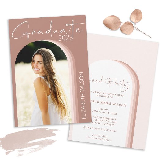 Moderne Foto Pink Graduation Party Einladung