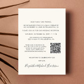 Moderne Foto QR Code Cream Wedding Reception Einladung