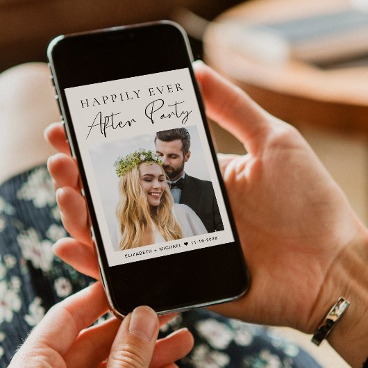 Moderne Foto QR Code Cream Wedding Reception Einladung