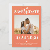 Moderne Foto QR Code hellorange Hochzeit Save The Date (Vorderseite)