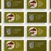 Moderne Foto-QR-Code individuell in Grün Visitenkarte