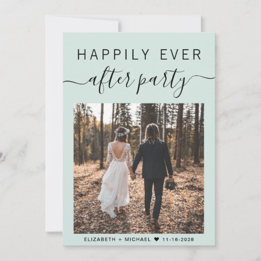 Moderne Foto QR Code Mint Hochzeitsempfehlung Ankündigung (Vorderseite)