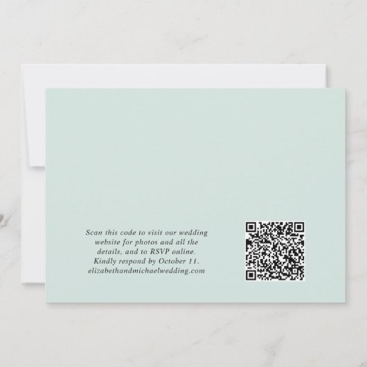 Moderne Foto QR Code Mint Hochzeitsempfehlung Einladung (Rückseite)
