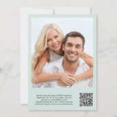 Moderne Foto QR Code Mint Hochzeitsempfehlung Einladung (Rückseite)