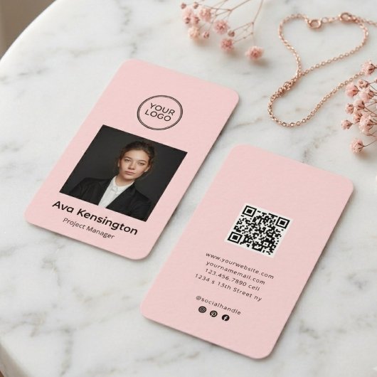 Moderne Foto-QR-Code-Mitarbeiter-ID-Karte | Benutz Visitenkarte
