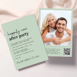 Moderne Foto QR Code Sage Wedding Reception Einladung