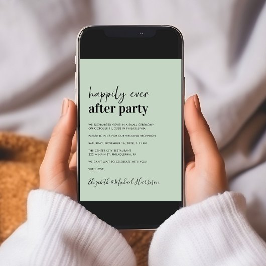 Moderne Foto QR Code Sage Wedding Reception Einladung