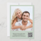 Moderne Foto QR Code Sage Wedding Reception Einladung (Rückseite)
