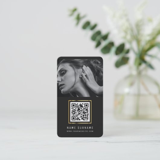 Moderne Foto QR-Code-Scannerplattform Visitenkarte (Stehend Vorderseite)