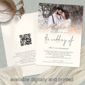 Moderne Foto QR Code Script Cream Wedding Einladung