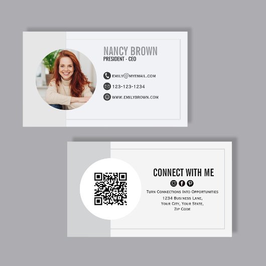 Moderne Foto-QR-Code Verbinde Mit Mir Minimalistis Visitenkarte