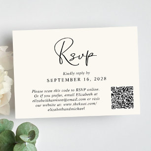 Moderne Foto QR Cream Wedding RSVP Karte