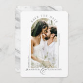 Moderne Foto-Rahmen Silver Gray Marmor Zurück Save The Date (Vorne/Hinten)