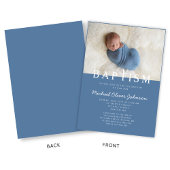 Moderne Foto Religiöse Cross Blue Boy Taufe Einladung