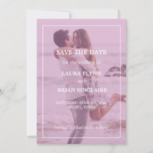 Moderne Foto-Rosa-Filter-Hochzeit speichern das Da Save The Date