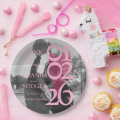 Moderne Foto-Rosa-Typografie Dankeskarten Pappteller (Party)