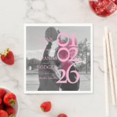 Moderne Foto-Rosa-Typografie Dankeskarten Serviette (Beispiel)