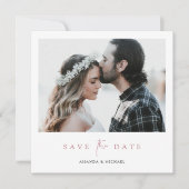 Moderne Foto Rose Gold Save the Date einladen (Vorderseite)
