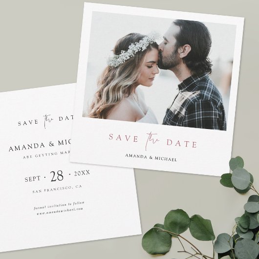Moderne Foto Rose Gold Save the Date einladen