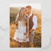 Moderne Foto Rose Gold Wedding Folieneinladung (Rückseite)