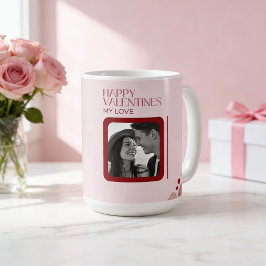 Moderne Foto-Rot- und Rosa-glückliches-Valentinsge Kaffeetasse