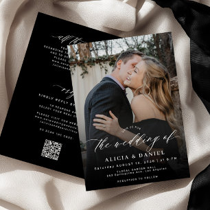 Moderne Foto-RSVP-Details alles in einer Hochzeit Einladung