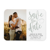 Moderne Foto Sage Green Save the Date Hochzeit Magnet (Horizontal)