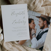 Moderne Foto Sage Green Script Hochzeit Einladung