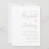 Moderne Foto Sage Green Script Hochzeit Einladung (Vorderseite)