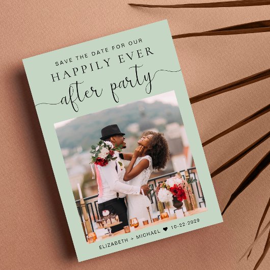 Moderne Foto Sage Wedding Rezeption Save the Date Ankündigung