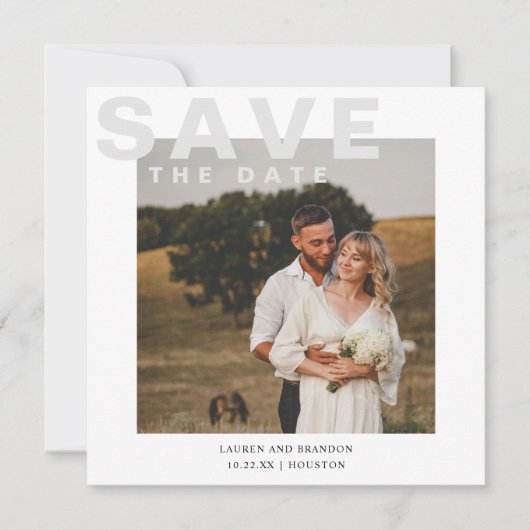 Moderne Foto Save the Date Card (Vorderseite)