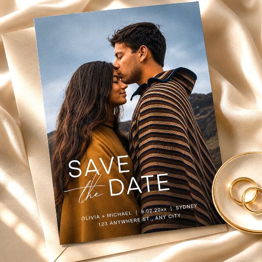 Moderne Foto-Save-the-Date-Hochzeit Einladung