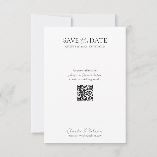 Moderne Foto-Save the Date-Karte mit QR-Code Save The Date (Rückseite)