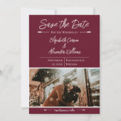 Moderne Foto-Save-the-Date-Karte | Weinrot Save The Date (Vorderseite)