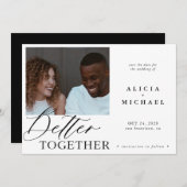 Moderne Foto-Schwarz-Hochzeit Save The Date (Vorne/Hinten)