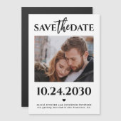 Moderne Foto Schwarz-Weiß Hochzeit speichern das D Magneteinladung (Vorne/Hinten)